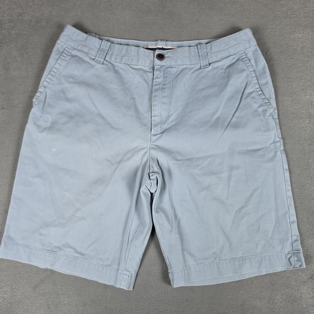 G.H. Bass & Co Men's Chino Shorts Light Blue 100% Cotton Flat Front Size 34